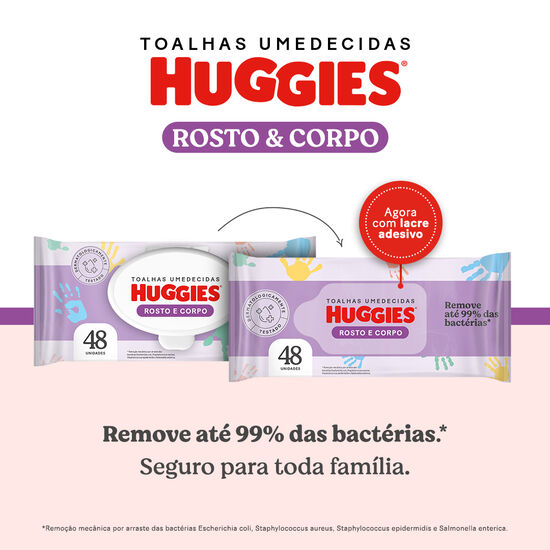 Kit Lenços Umedecidos Huggies Rosto e Corpo - 4 pacotes 192 lenços
